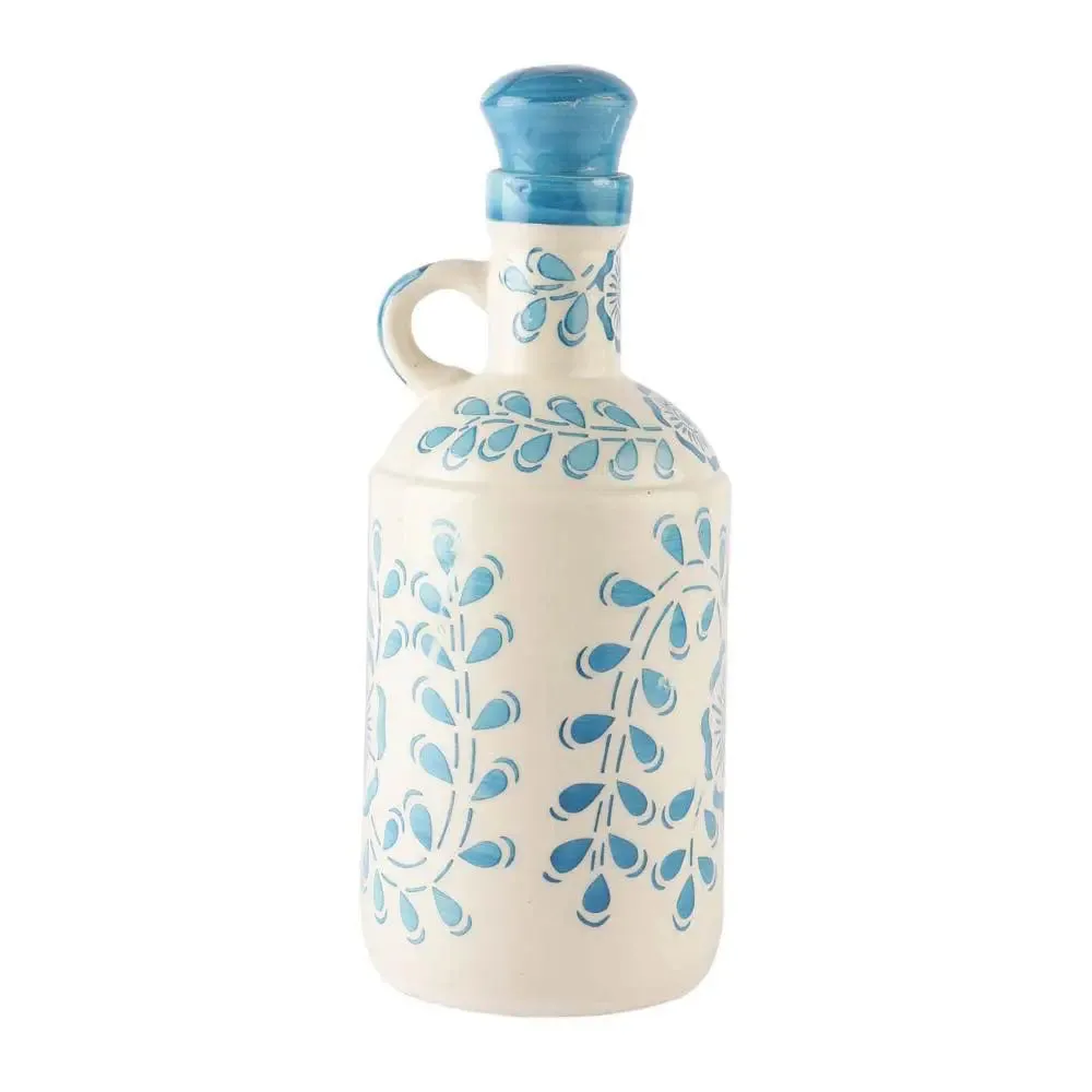 Sky Blue Floral Handpainted Ceramic Oil Dispenser