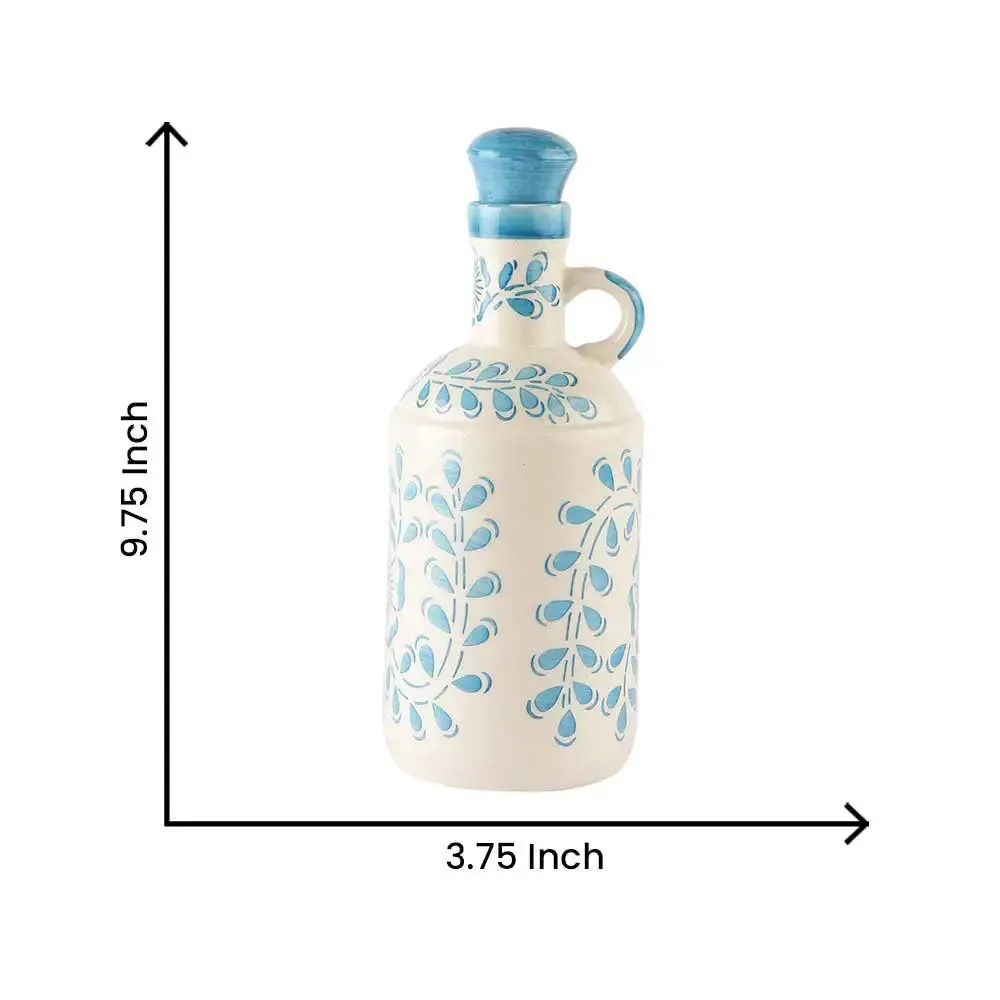 Sky Blue Floral Handpainted Ceramic Oil Dispenser