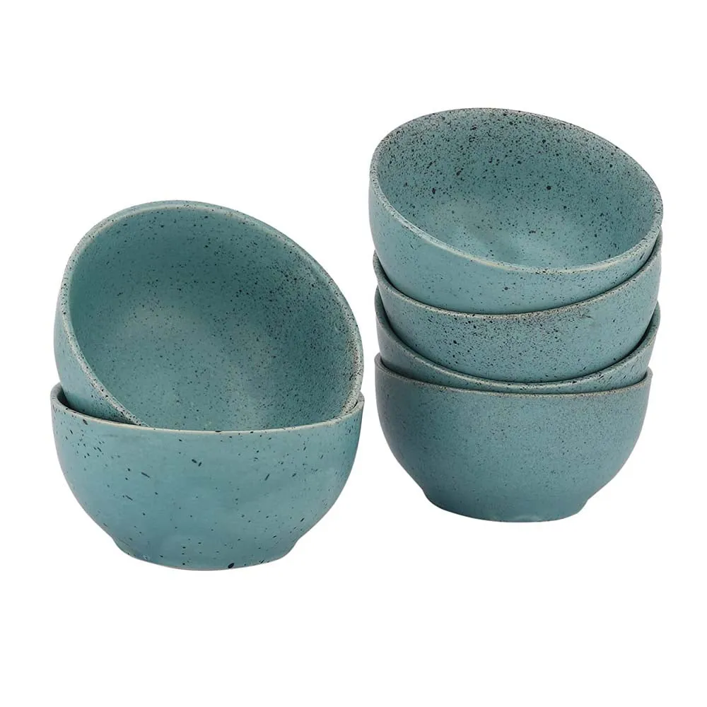Sky Blue Minimal Ceramic Bowls Set Of 6