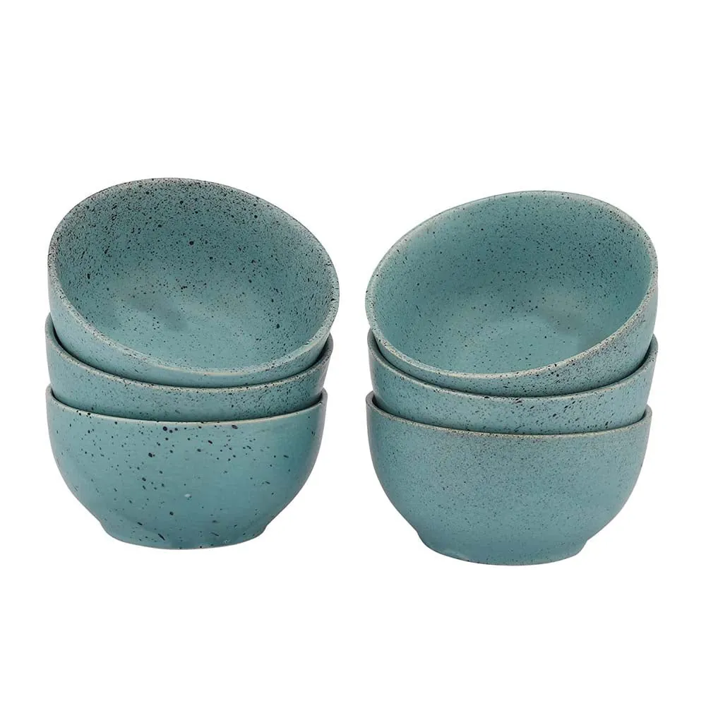 Sky Blue Minimal Ceramic Bowls Set Of 6