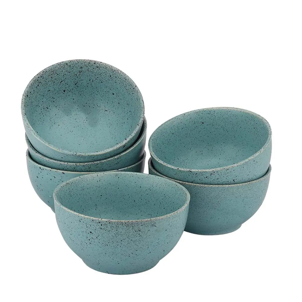 Sky Blue Minimal Ceramic Bowls Set Of 6