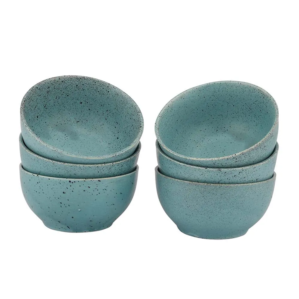 Sky Blue Minimal Ceramic Bowls Set Of 6