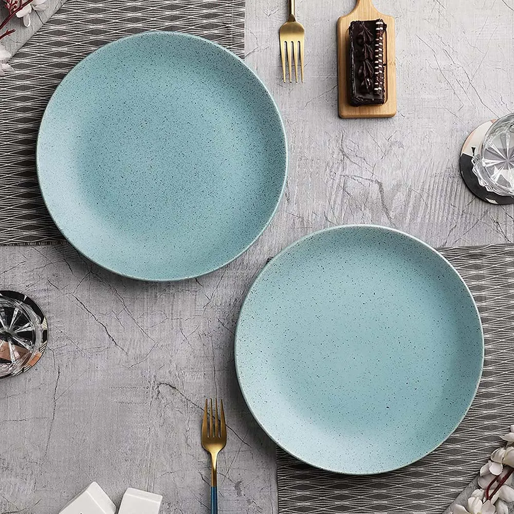 Sky Blue Minimal Ceramic Dinner Plates Set Of 2
