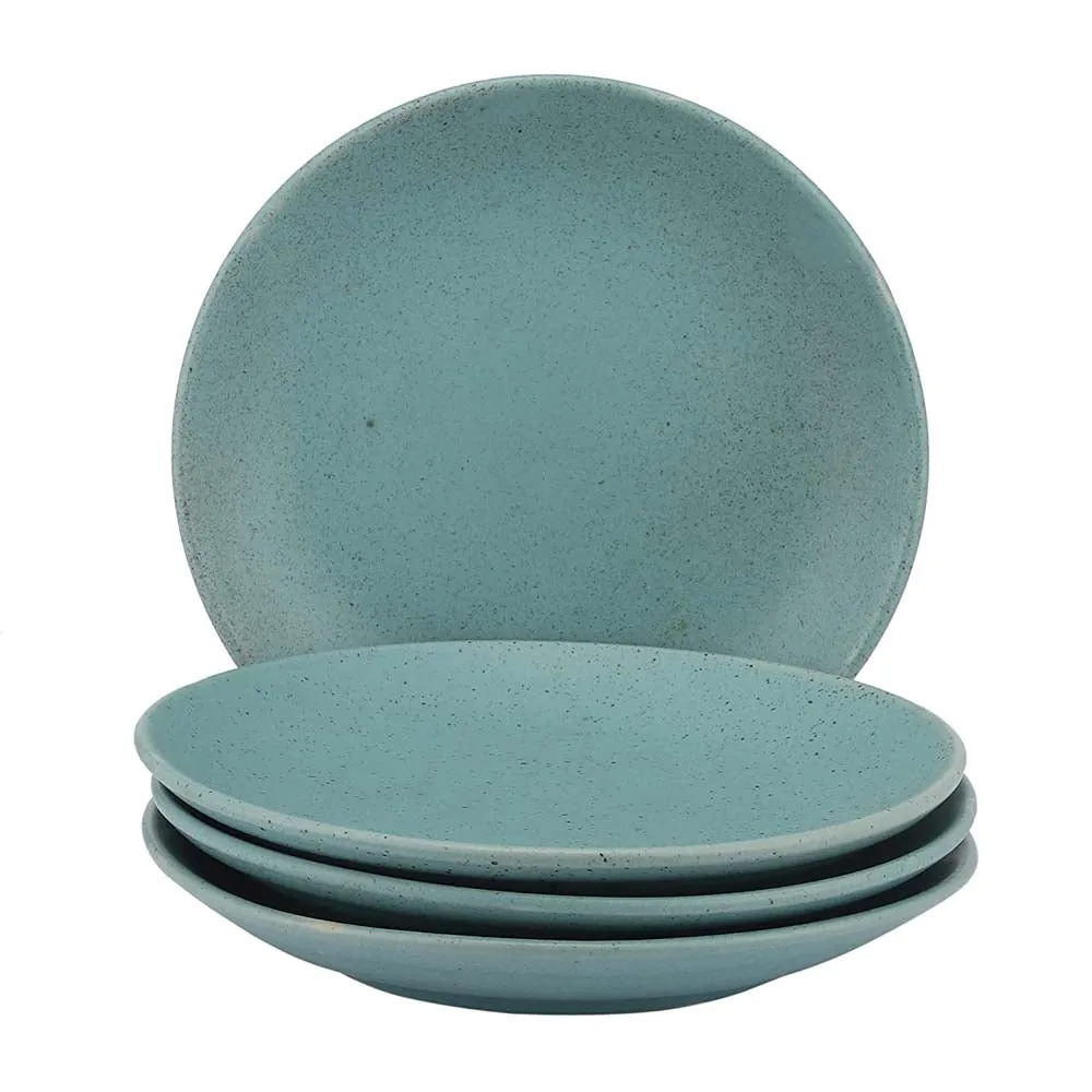 Sky Blue Minimal Ceramic Dinner Plates Set Of 4