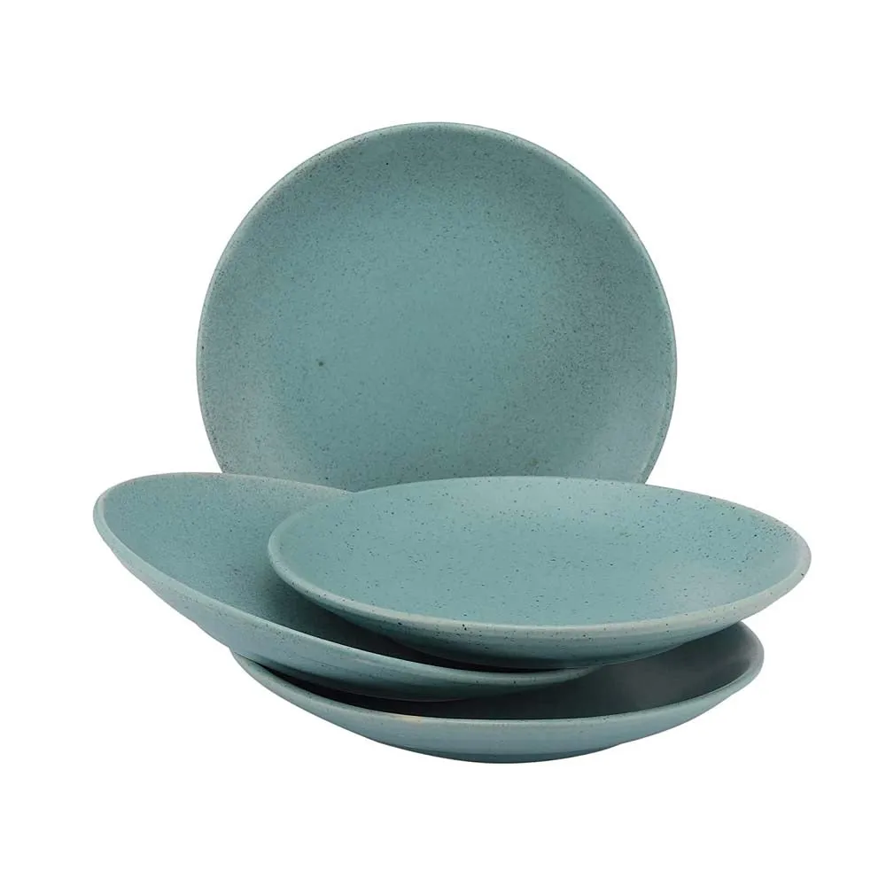 Sky Blue Minimal Ceramic Dinner Plates Set Of 4