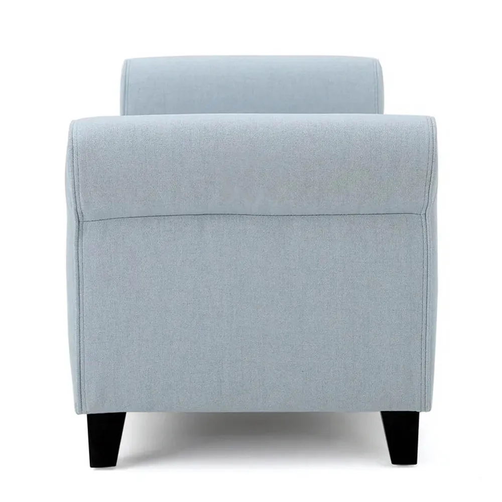 Sky Blue Resilient & Super Soft Luxurious Tufted Velvet Flip Top Storage Bench With Rolled Arms