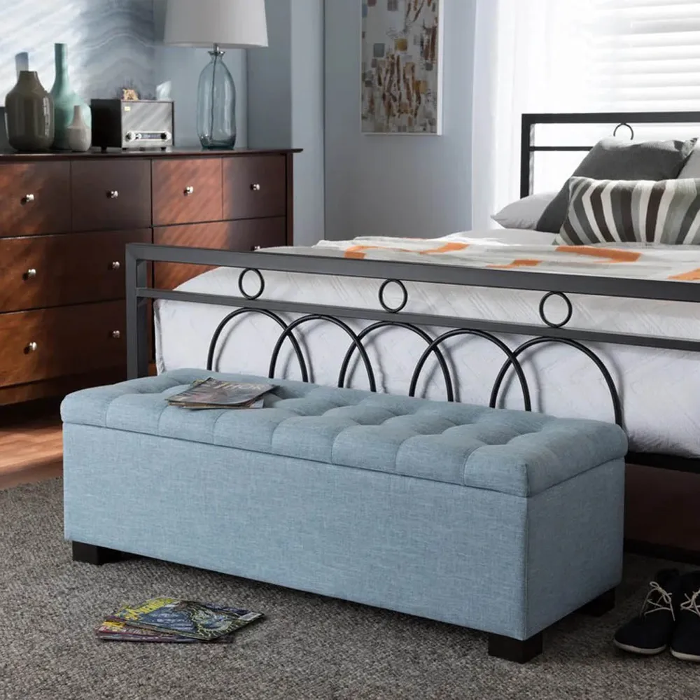 Skyblue Resilient & Super Soft Luxurious Tufted Velvet Flip Top Storage Bench