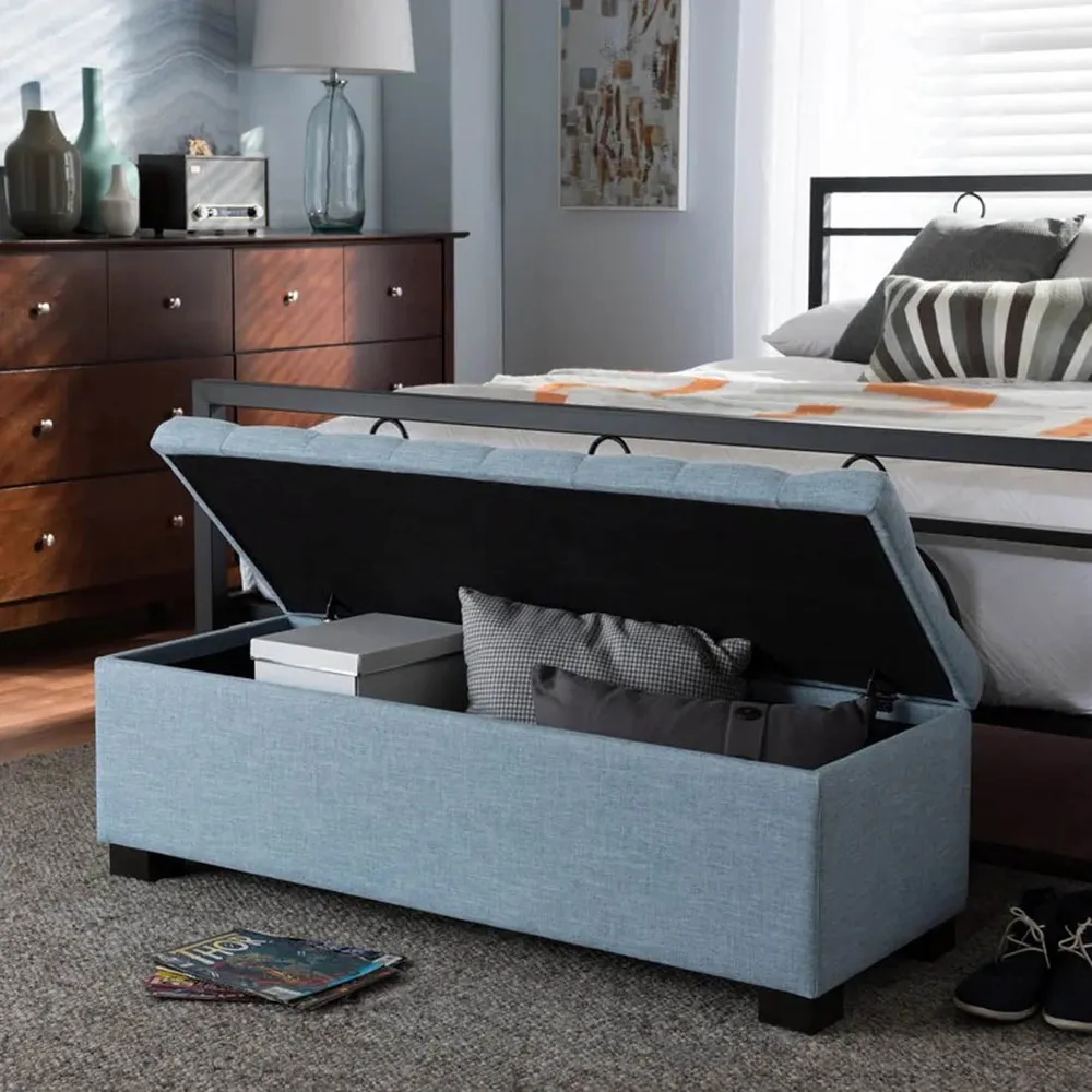 Skyblue Resilient & Super Soft Luxurious Tufted Velvet Flip Top Storage Bench