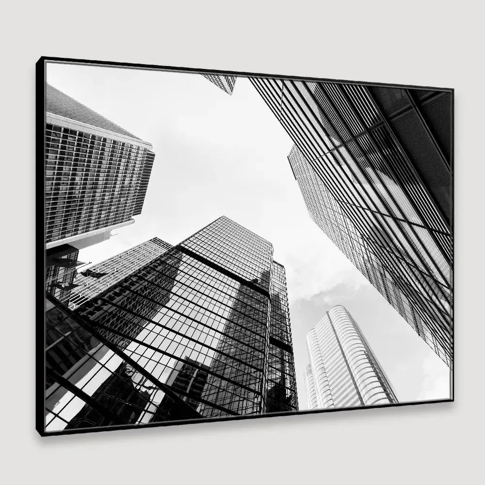 Skyscrapers Panoramic View Framed Wall Art With Frame