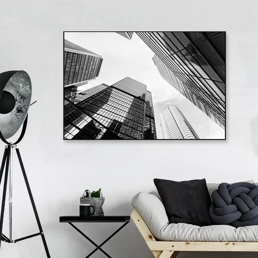 Skyscrapers Panoramic View Framed Wall Art With Frame