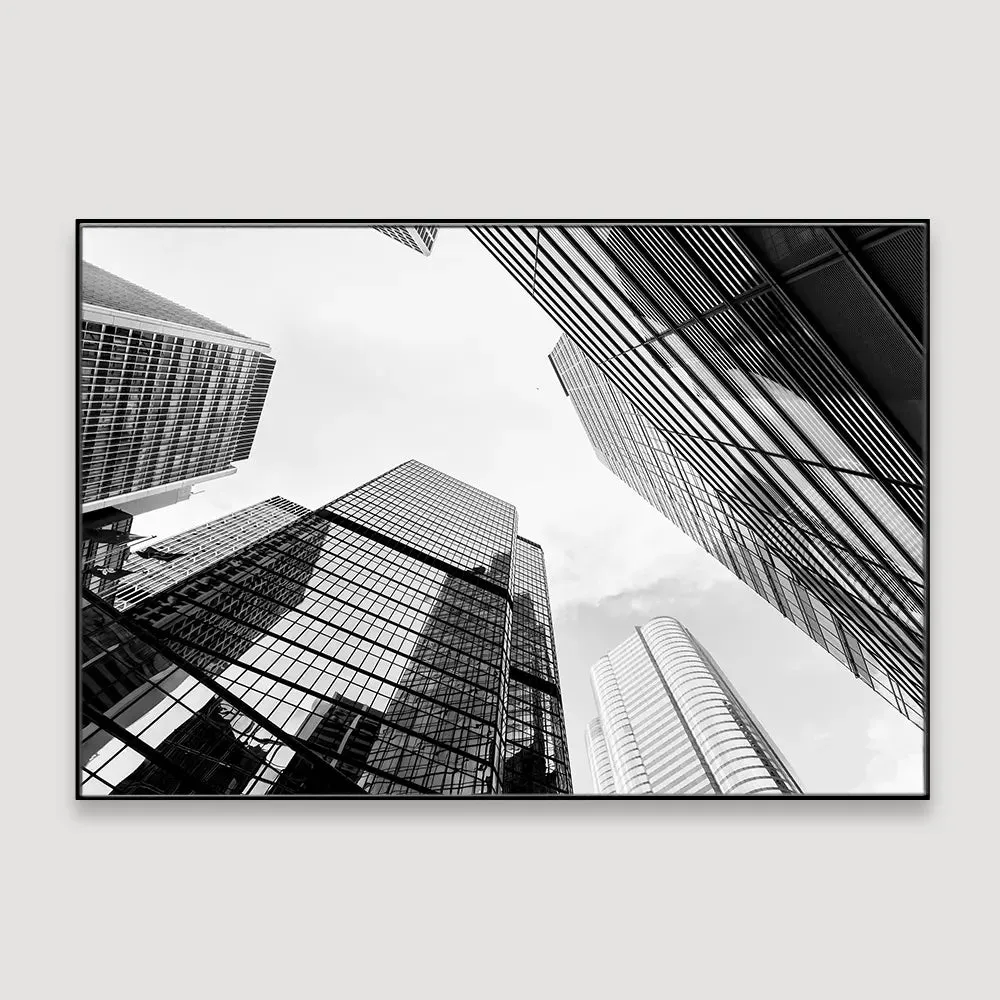 Skyscrapers Panoramic View Framed Wall Art With Frame
