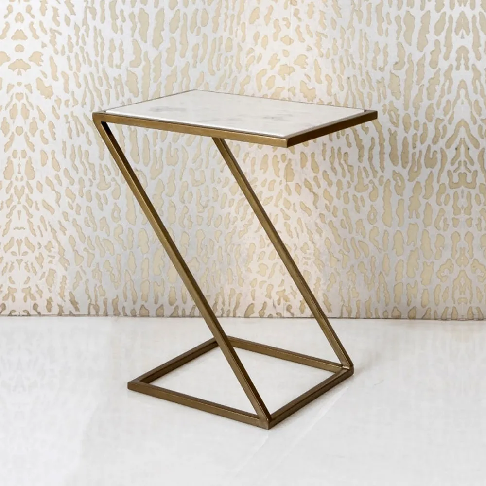 Slanting Chic Metal Side Table Single Piece