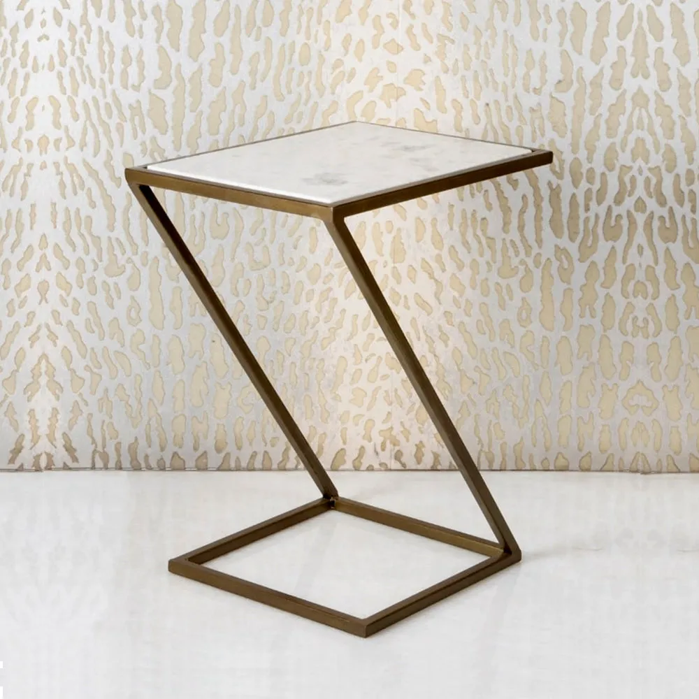 Slanting Chic Metal Side Table Single Piece
