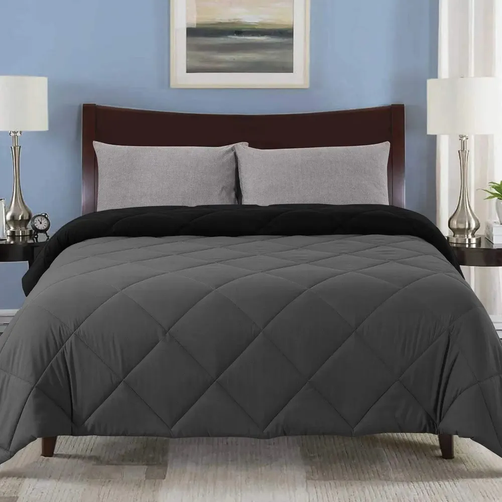 Slate & Black Quilted Double Bed Comforter