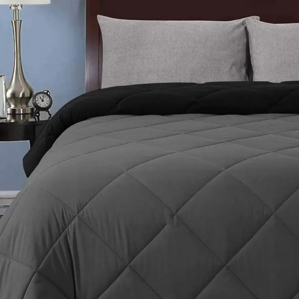 Slate & Black Quilted Double Bed Comforter