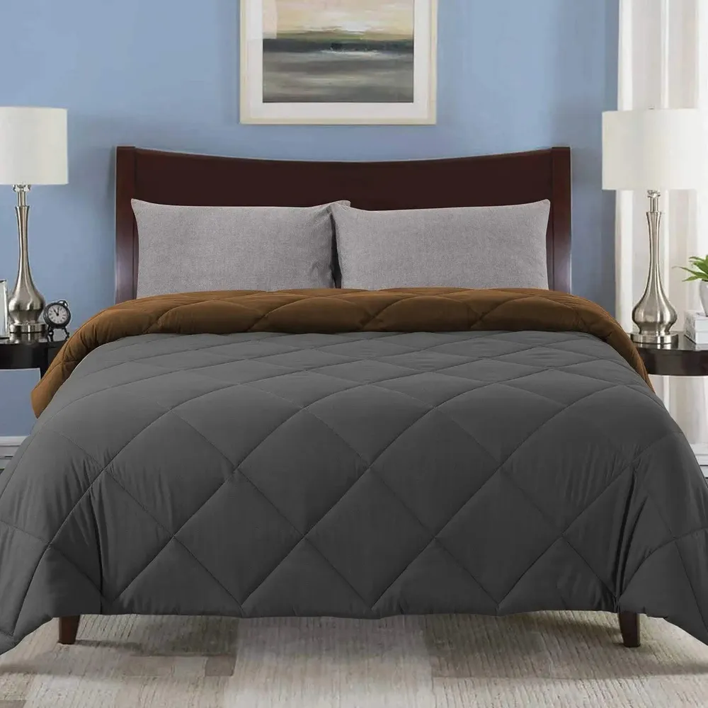 Slate & Brown Quilted Double Bed Comforter
