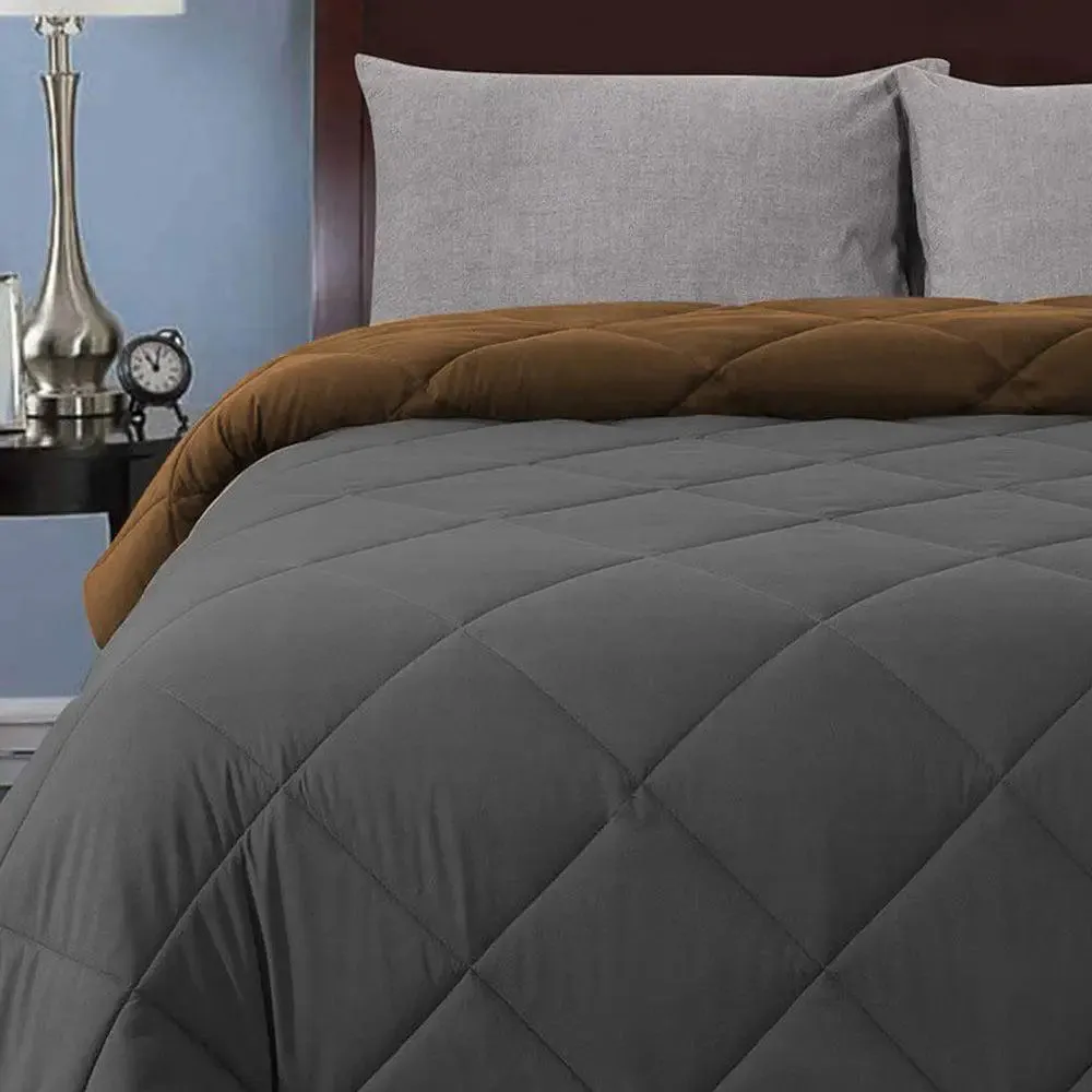 Slate & Brown Quilted Double Bed Comforter