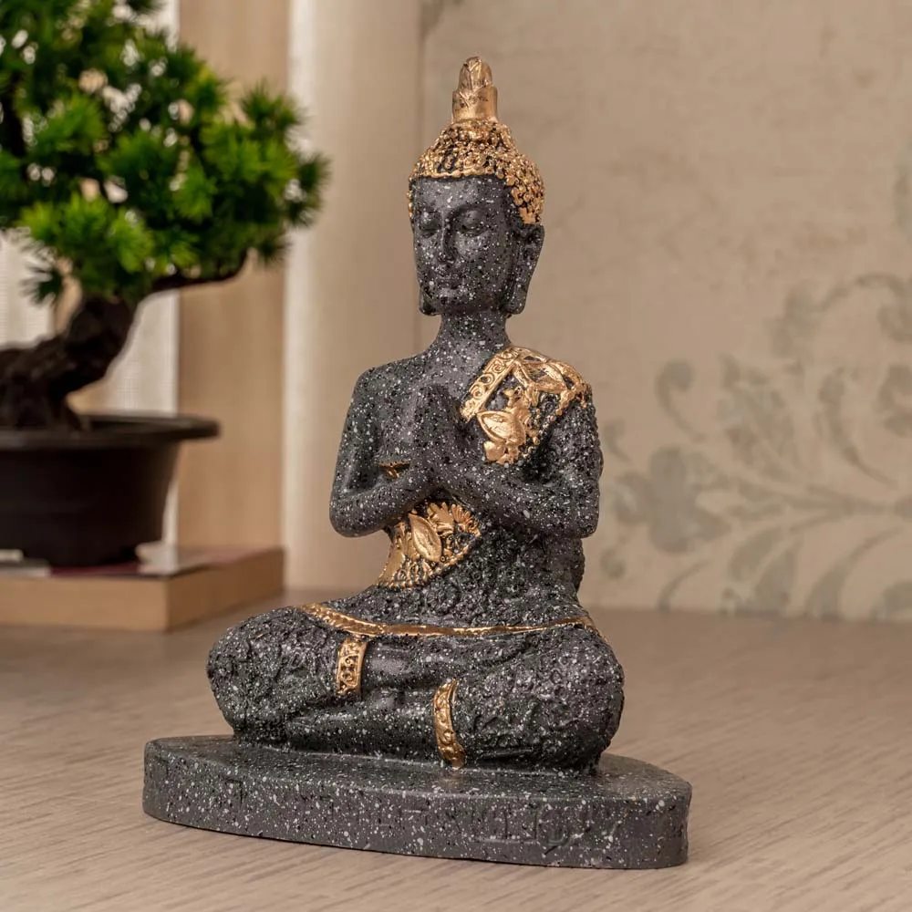 Slate Toned Meditating Buddha Showpiece Single Piece