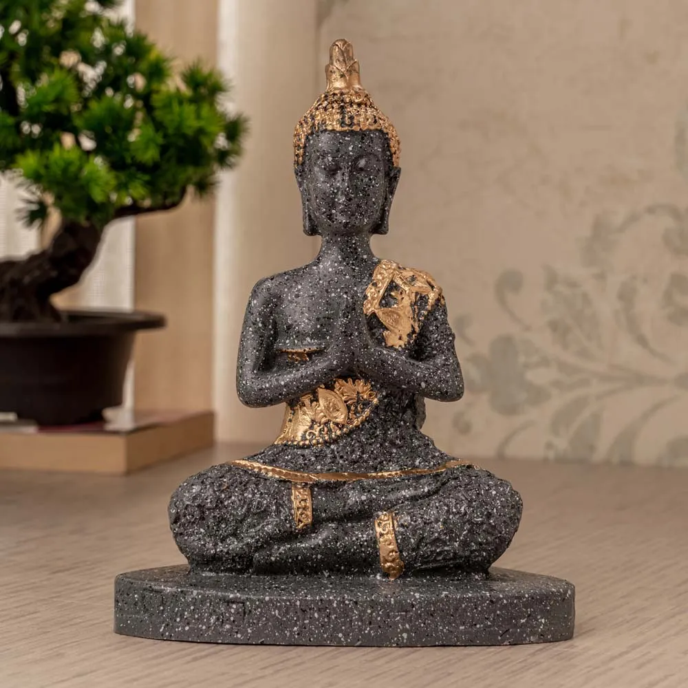 Slate Toned Meditating Buddha Showpiece Single Piece