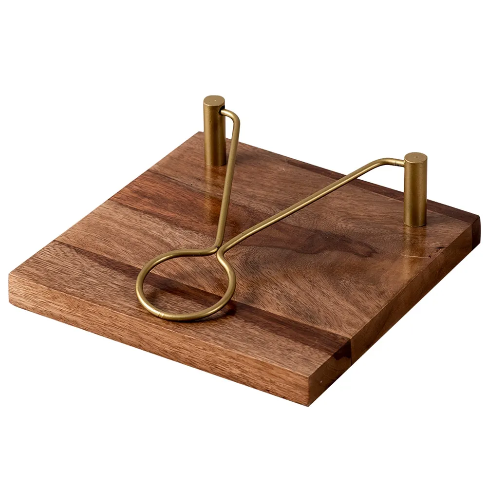 Sleek Brown Wooden Decorative Napkin Holder