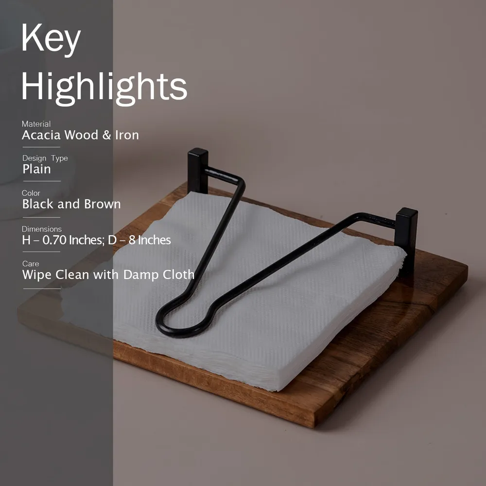 Sleek Brown Wooden Standard Napkin Holder