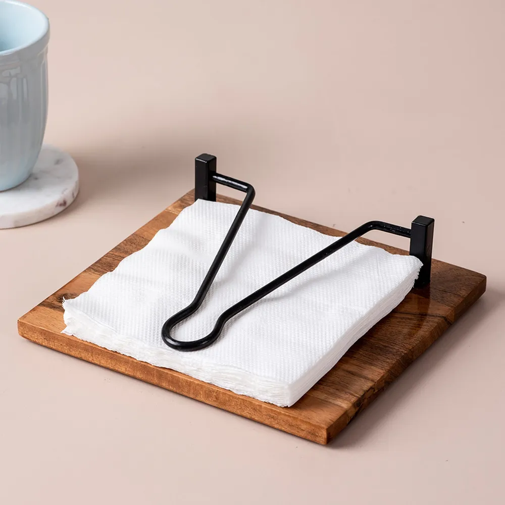 Sleek Brown Wooden Standard Napkin Holder