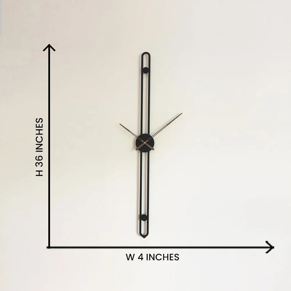 Sleek & Slim Rectangular Straight Modern Metal Wall Clock
