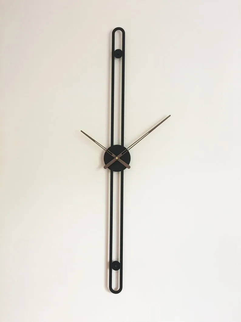 Sleek & Slim Rectangular Straight Modern Metal Wall Clock