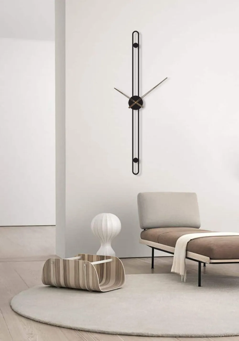 Sleek & Slim Rectangular Straight Modern Metal Wall Clock