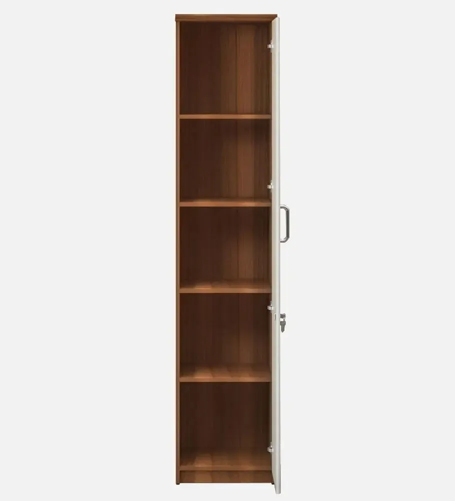 Sleek & Tall Solid Wooden Bookshelf (Ivory and Brown)