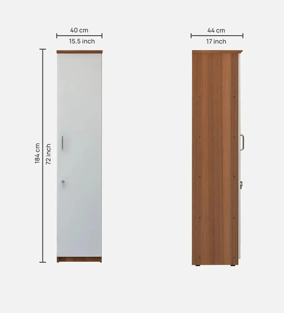 Sleek & Tall Solid Wooden Bookshelf (Ivory and Brown)