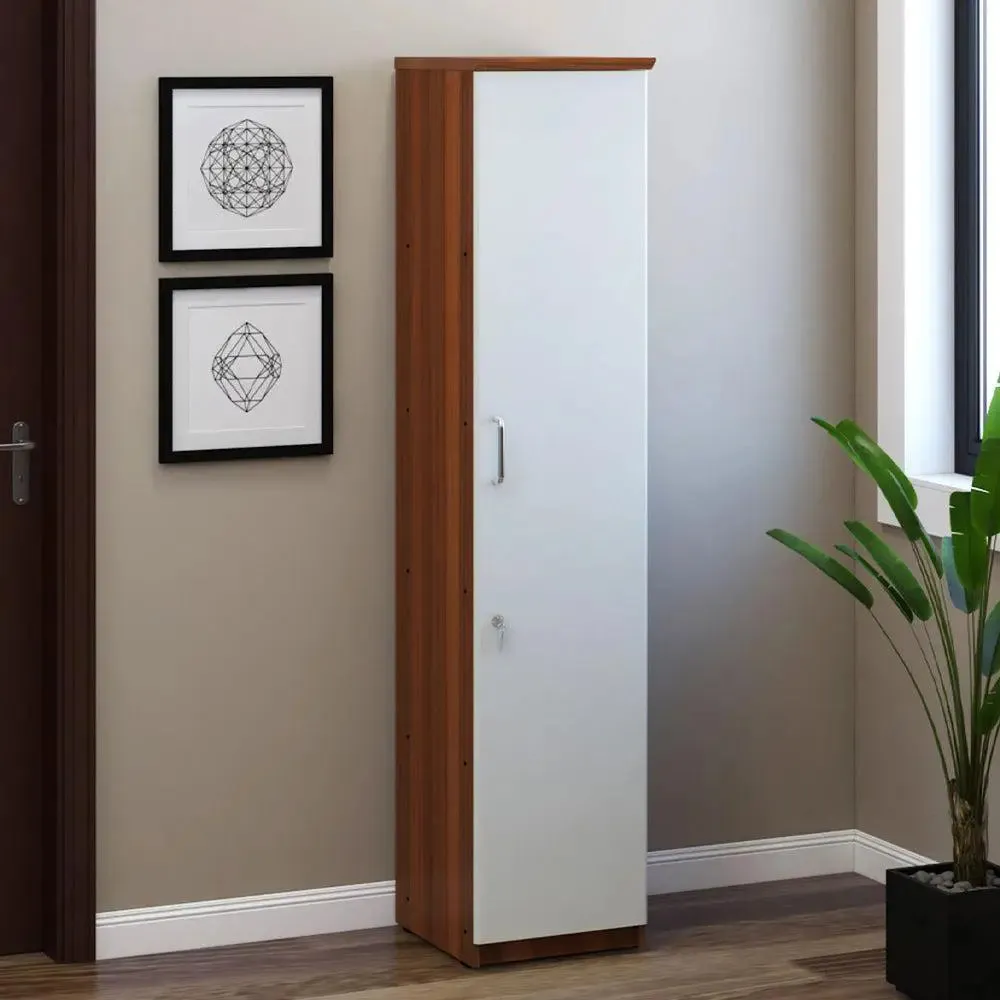 Sleek & Tall Solid Wooden Bookshelf (Ivory and Brown)