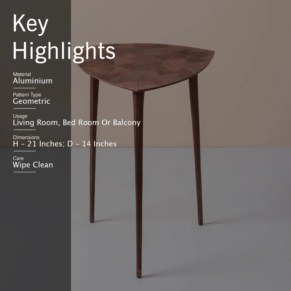 Sleek Textured Lustrous Copper Colored Aluminum Side Table