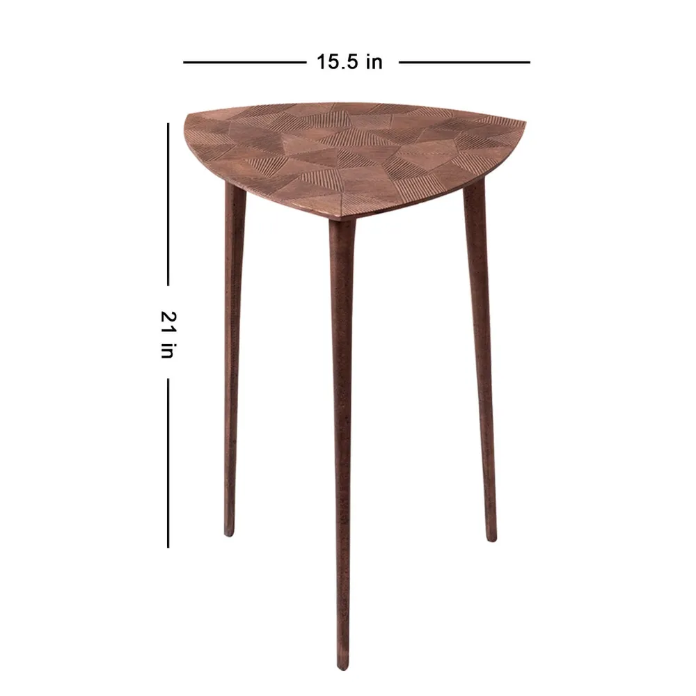 Sleek Textured Lustrous Copper Colored Aluminum Side Table