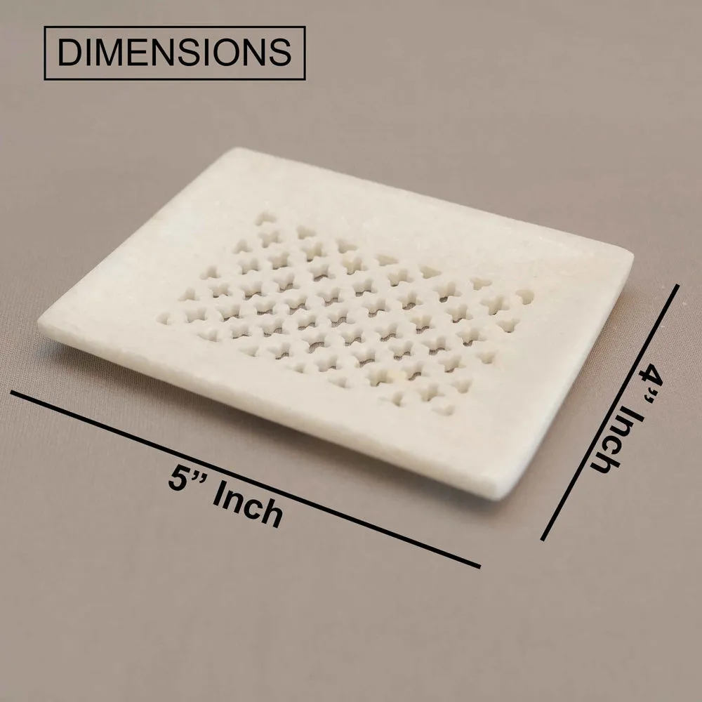 Sleek White Marble Square Soap Dish