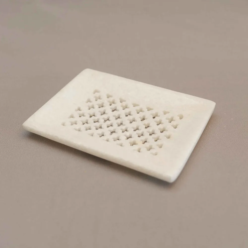 Sleek White Marble Square Soap Dish