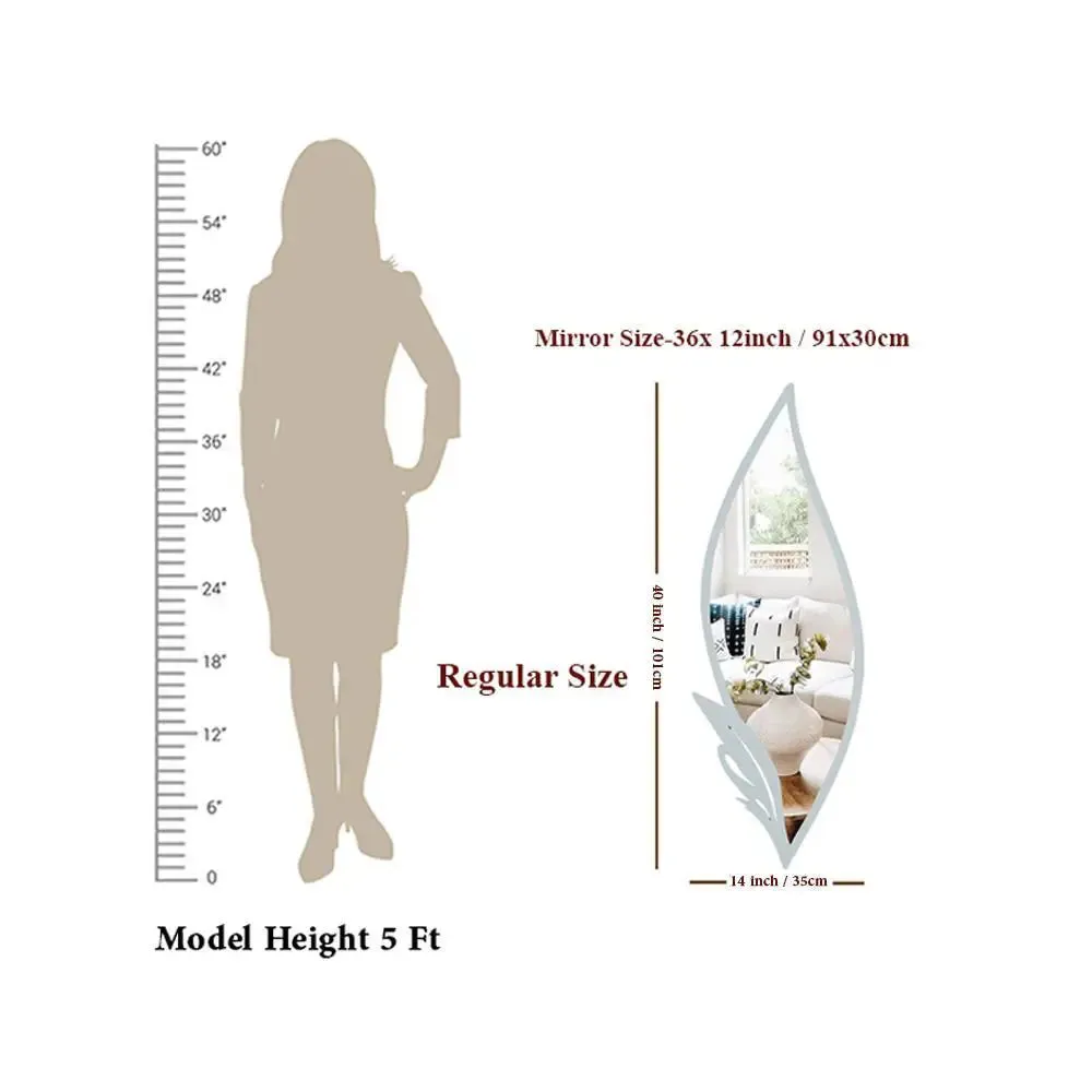 Slender Leaf Vanity Mirror with Metallic Silver Finish Frame