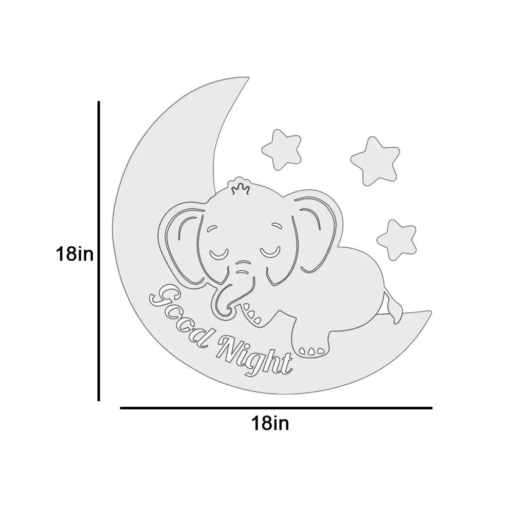 Slepping Baby Elephant Backlit Wooden Wall Décor