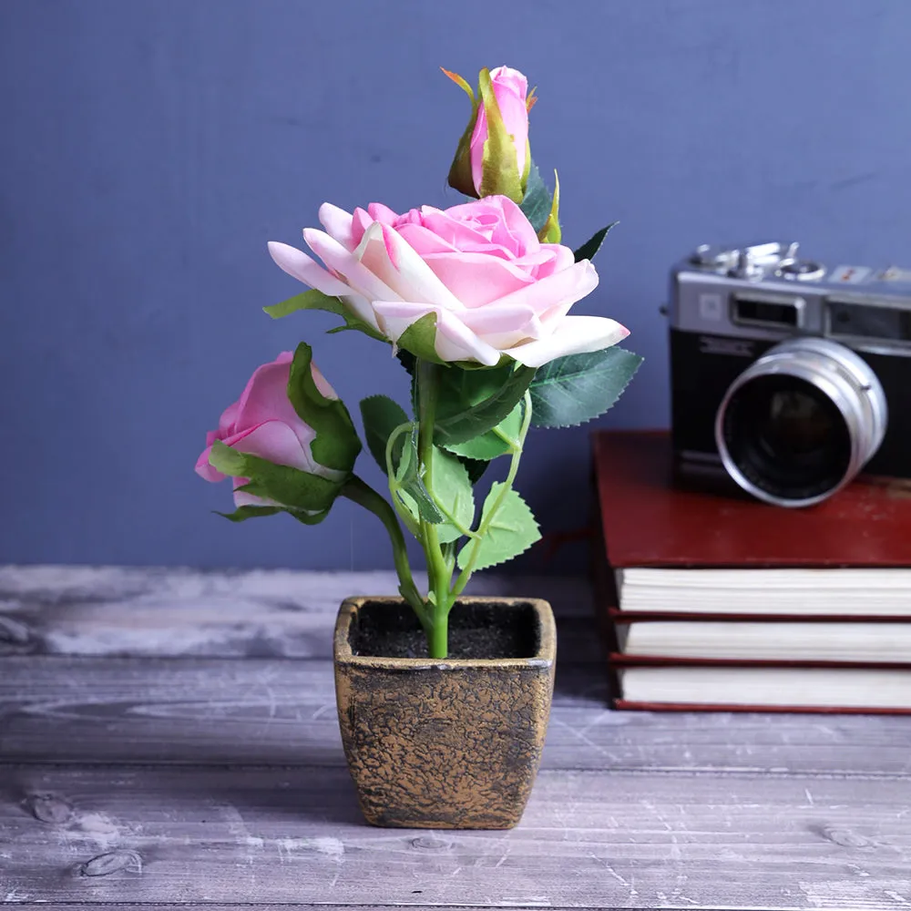 Small Artficial Baby Pink Flower Pot With Flower