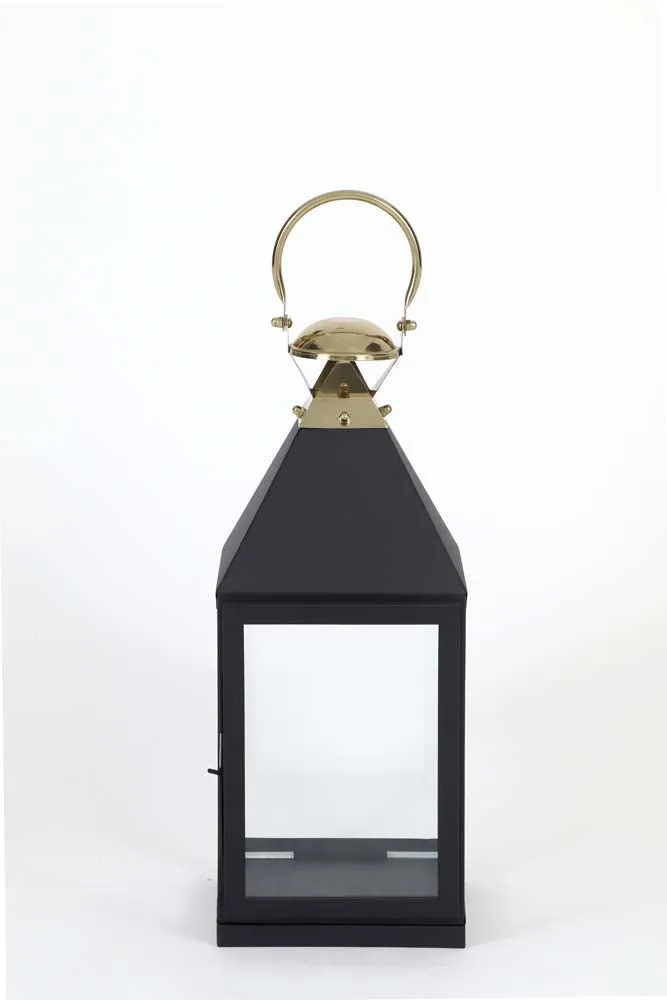 Small Black Lined Decorative Candle Lantern