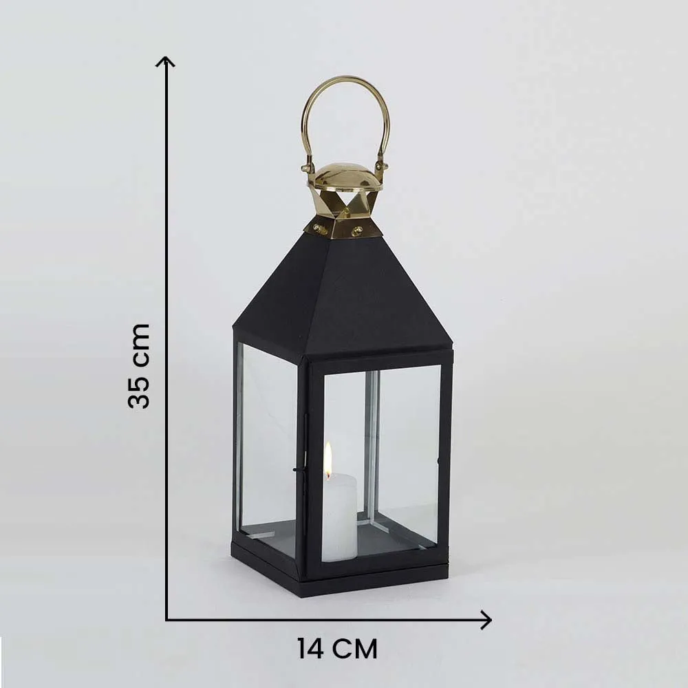 Small Black Lined Decorative Candle Lantern