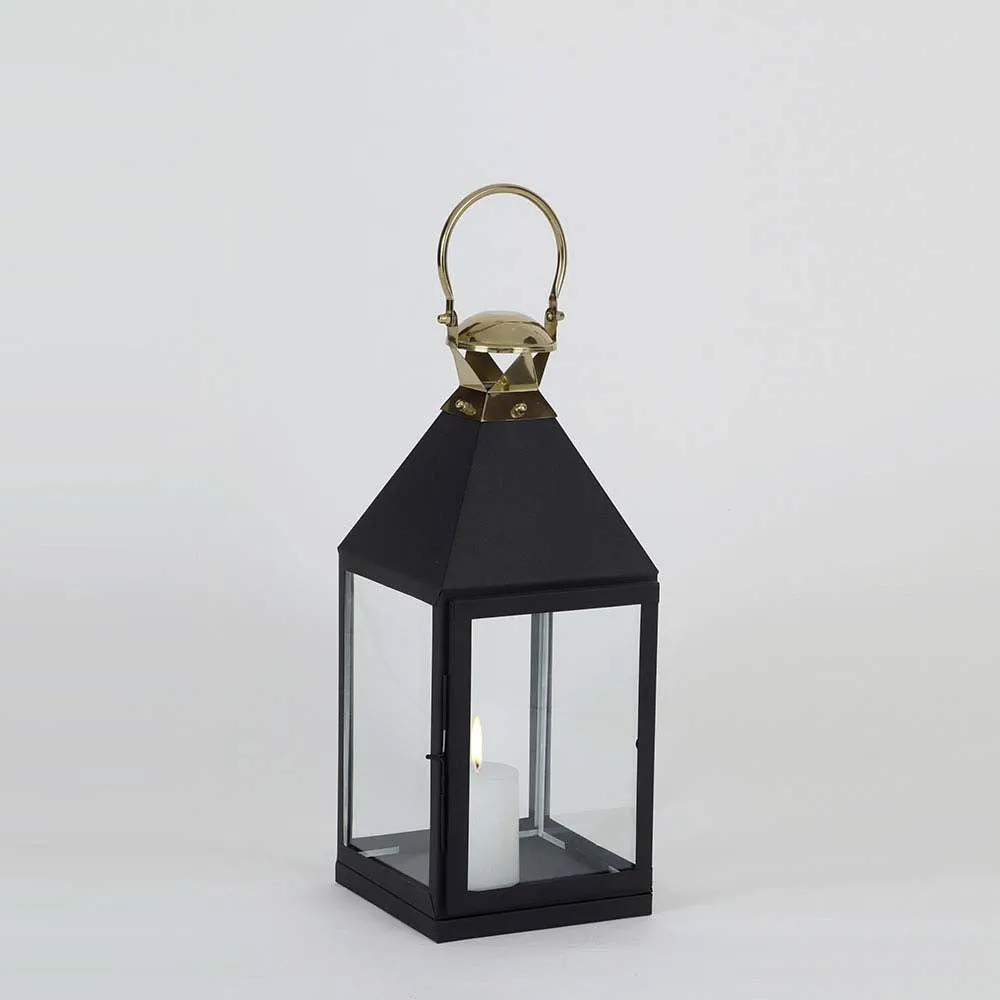 Small Black Lined Decorative Candle Lantern