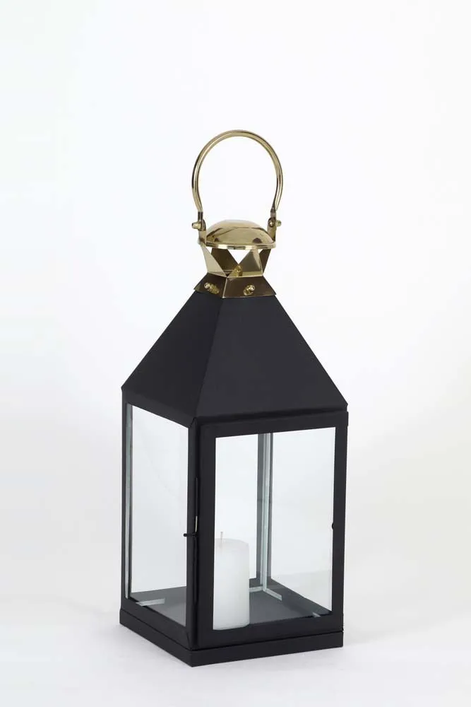 Small Black Lined Decorative Candle Lantern