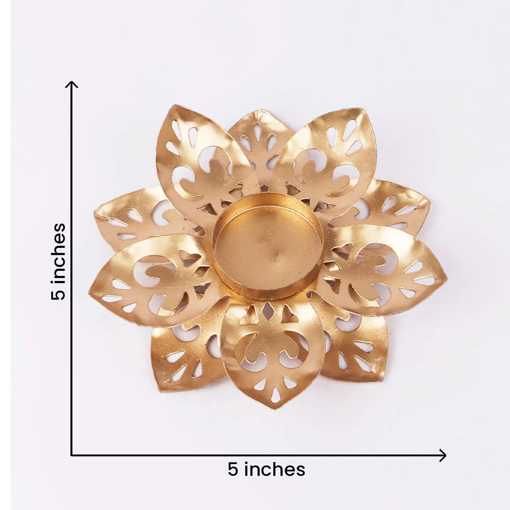 Small Designer Floral Pattern Tea Light Candle Holders Set of 2
