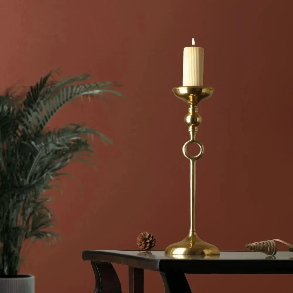 Small Gold Pillar Candle Holder for Home Decor