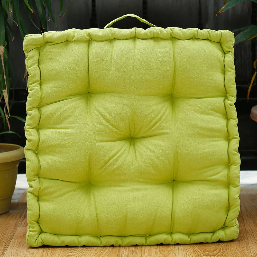Small Natural Green Plush Cotton Floor Cushion Matlas With Handle