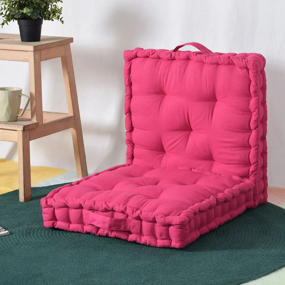 Small Rosy Pink Cotton Matlas Floor Sitting Cushion Set Of 2