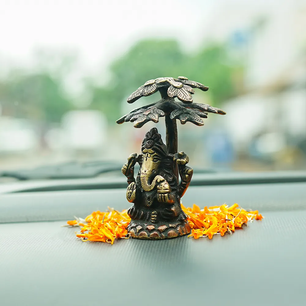 Small Tree Handmade Ganesha Sitting Idol Showpiece
