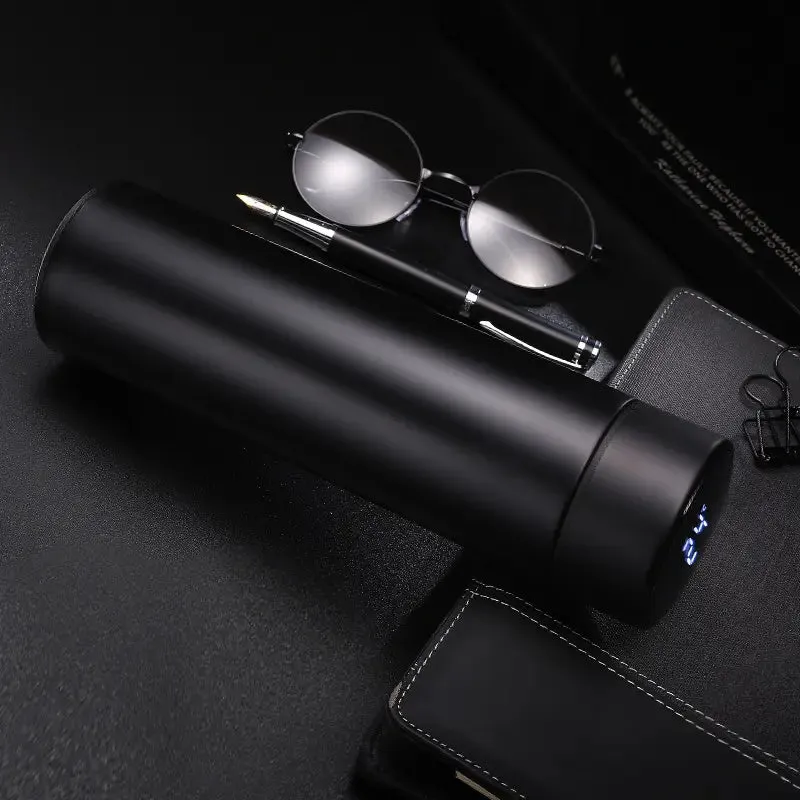 Smart LED Temperature Display Water Bottle- Thermal Bottle Tea Infuser (Black)