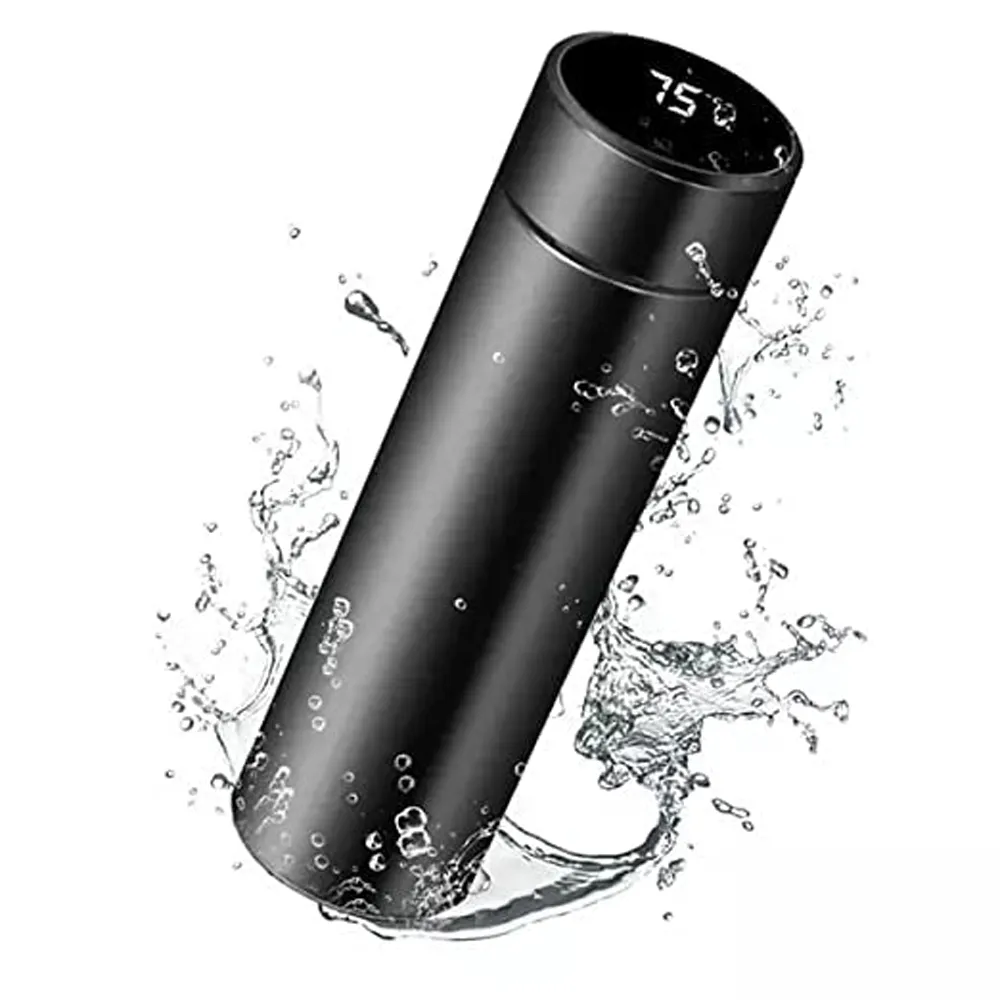 Smart LED Temperature Display Water Bottle- Thermal Bottle Tea Infuser (Black)